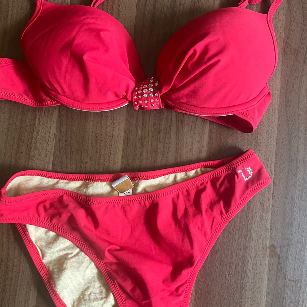 Red Classic Bikini Set with Adjustable Straps